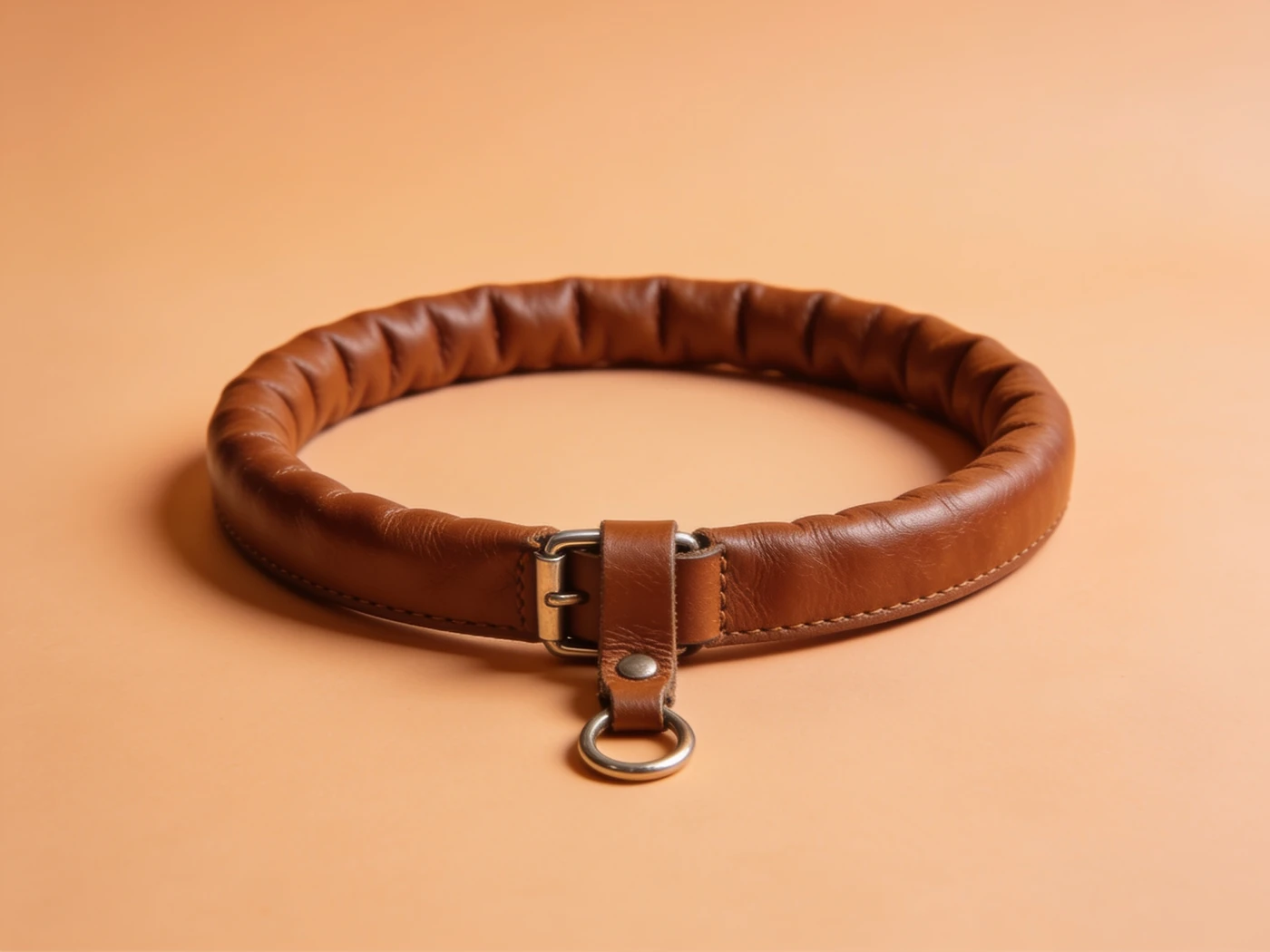 Rolled leather buckle collar — Vegetable-tanned leather, stainless steel buckle