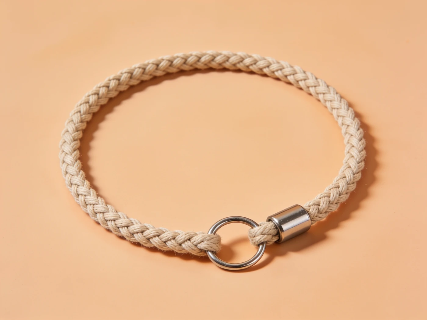 Braided rope ring collar — Braided polyester rope, stainless steel rings