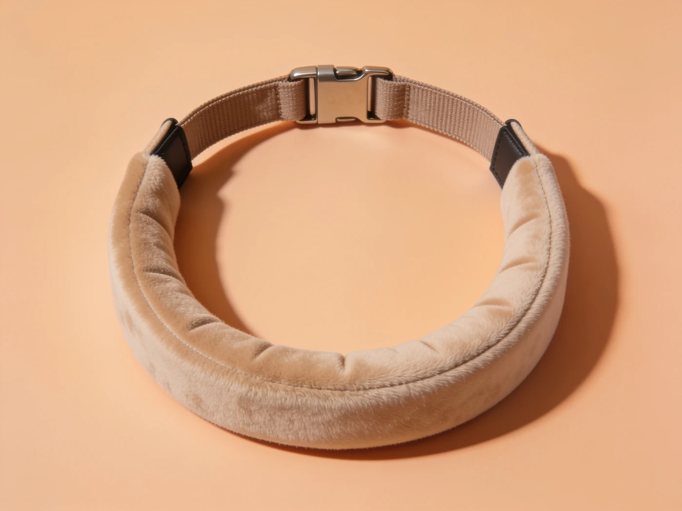 Wide contoured buckle collar — Padded microfibre, polyester backing, metal buckle